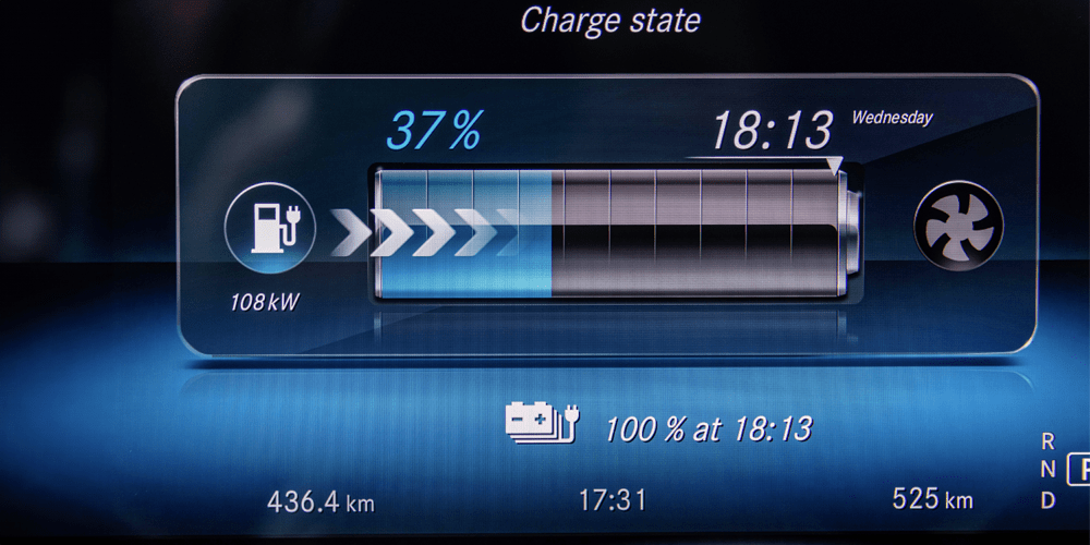 Ecran de recharge de la batterie de l'EQC