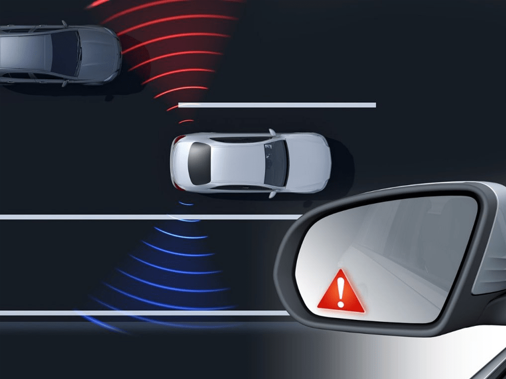 Schéma présentant la technologie d'avertisseur d'angle mort