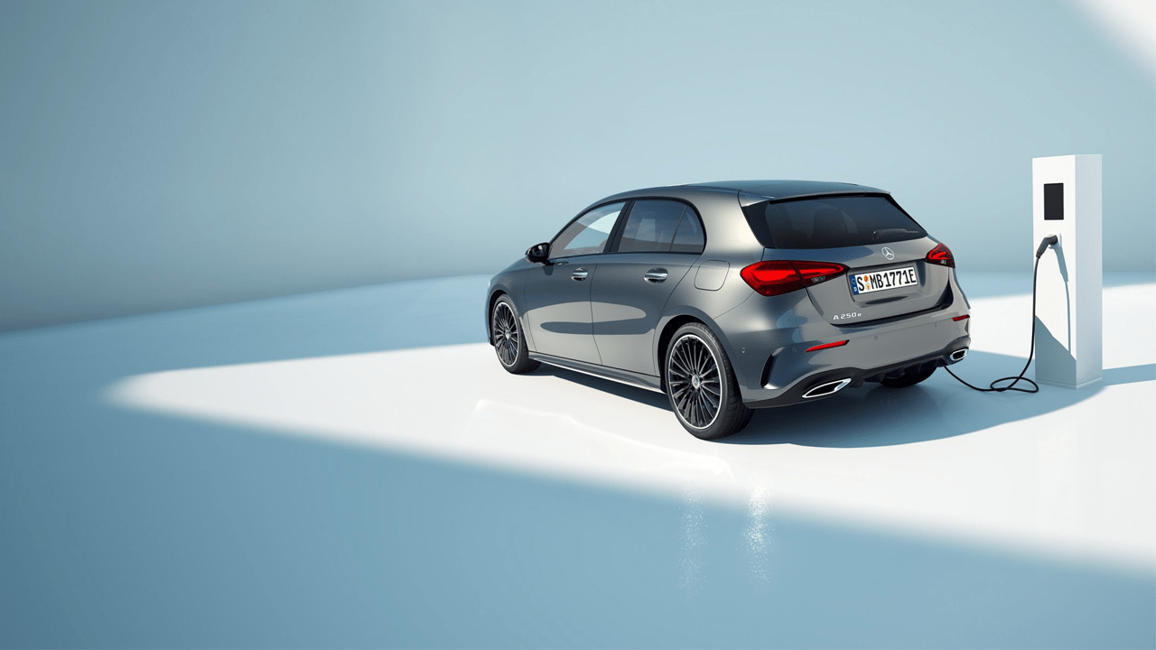 Classe A compacte hybride rechargeable branchée à une borne de recharge