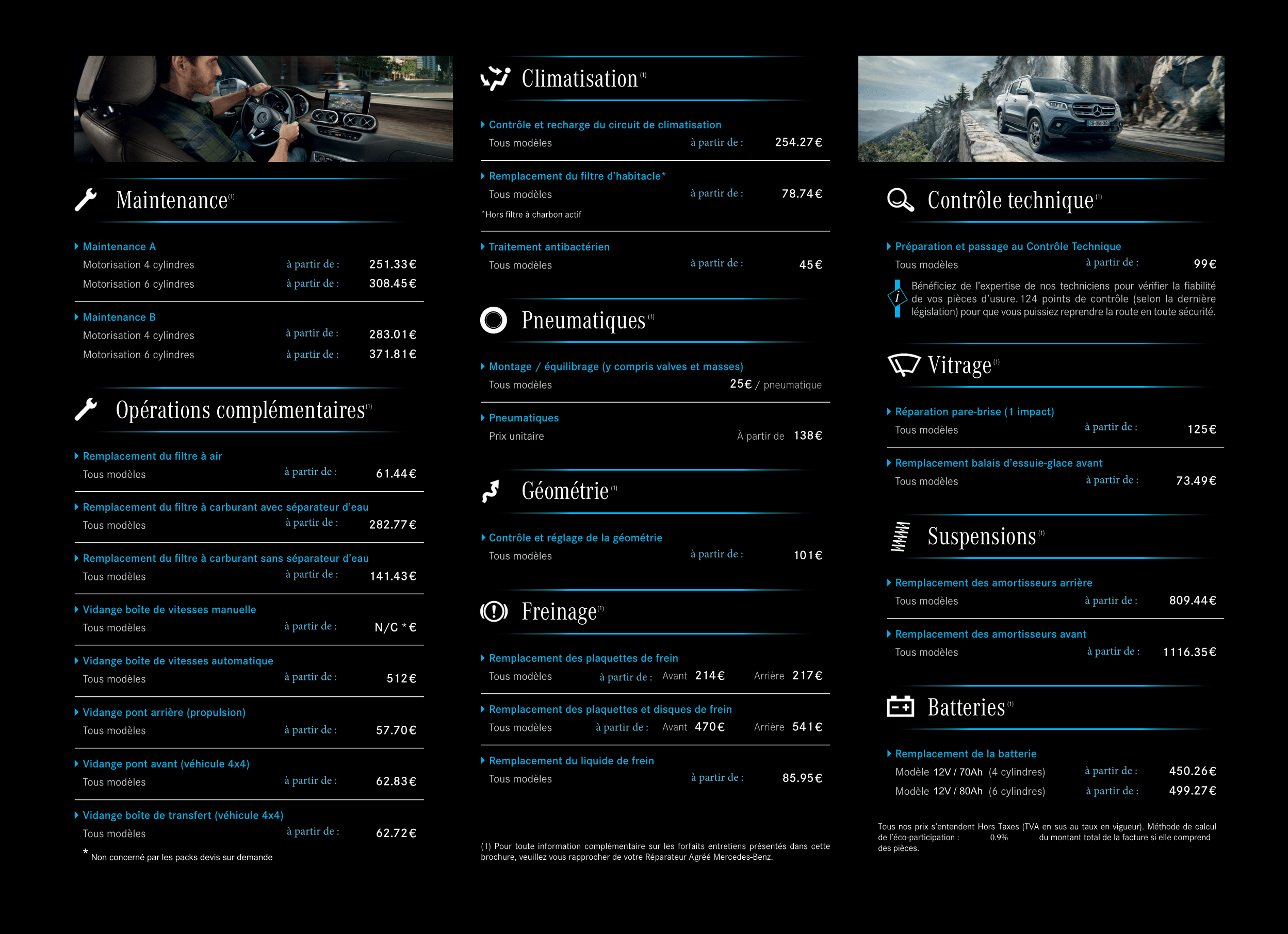 Forfaits entretiens du Mercedes Classe X