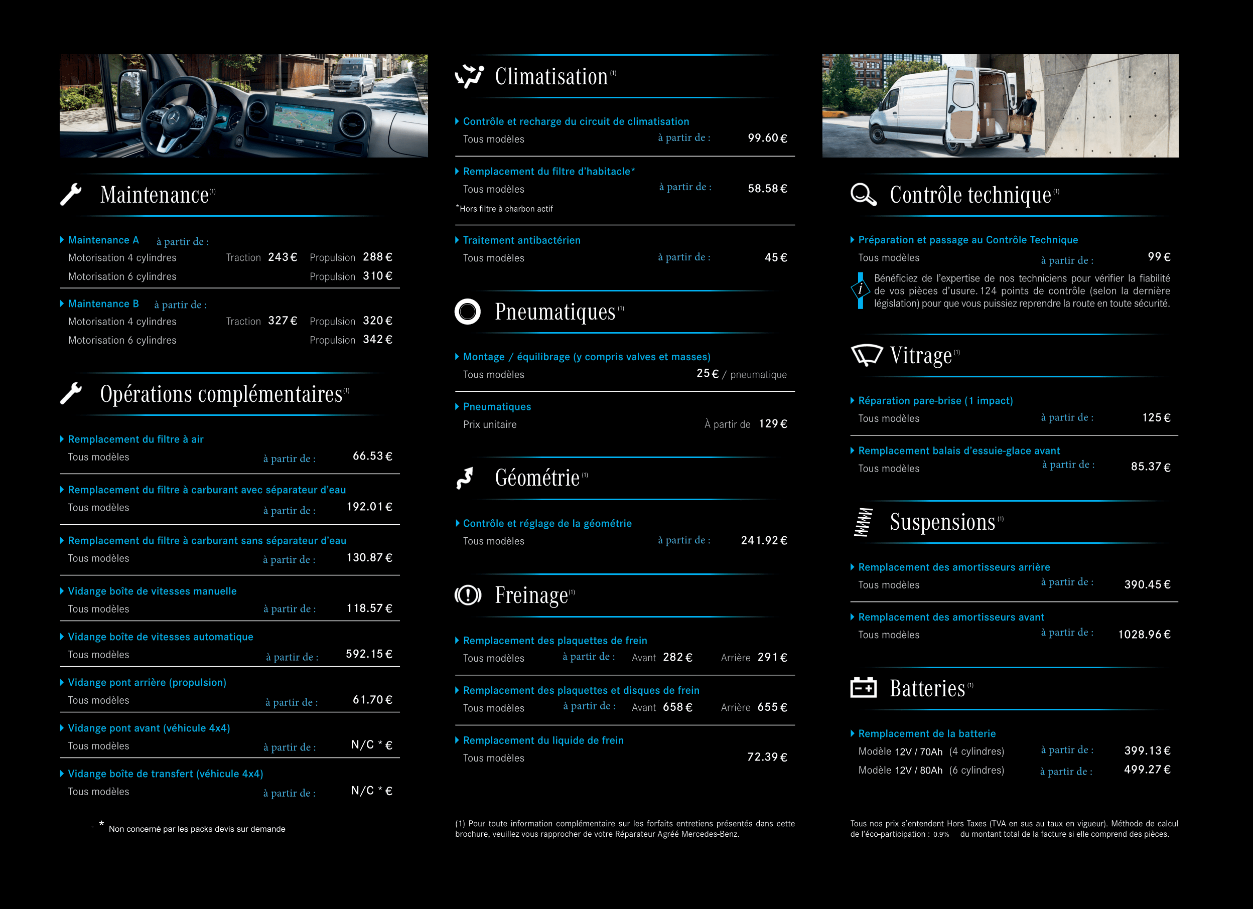 Forfaits entretiens Mercedes Sprinter 907/910