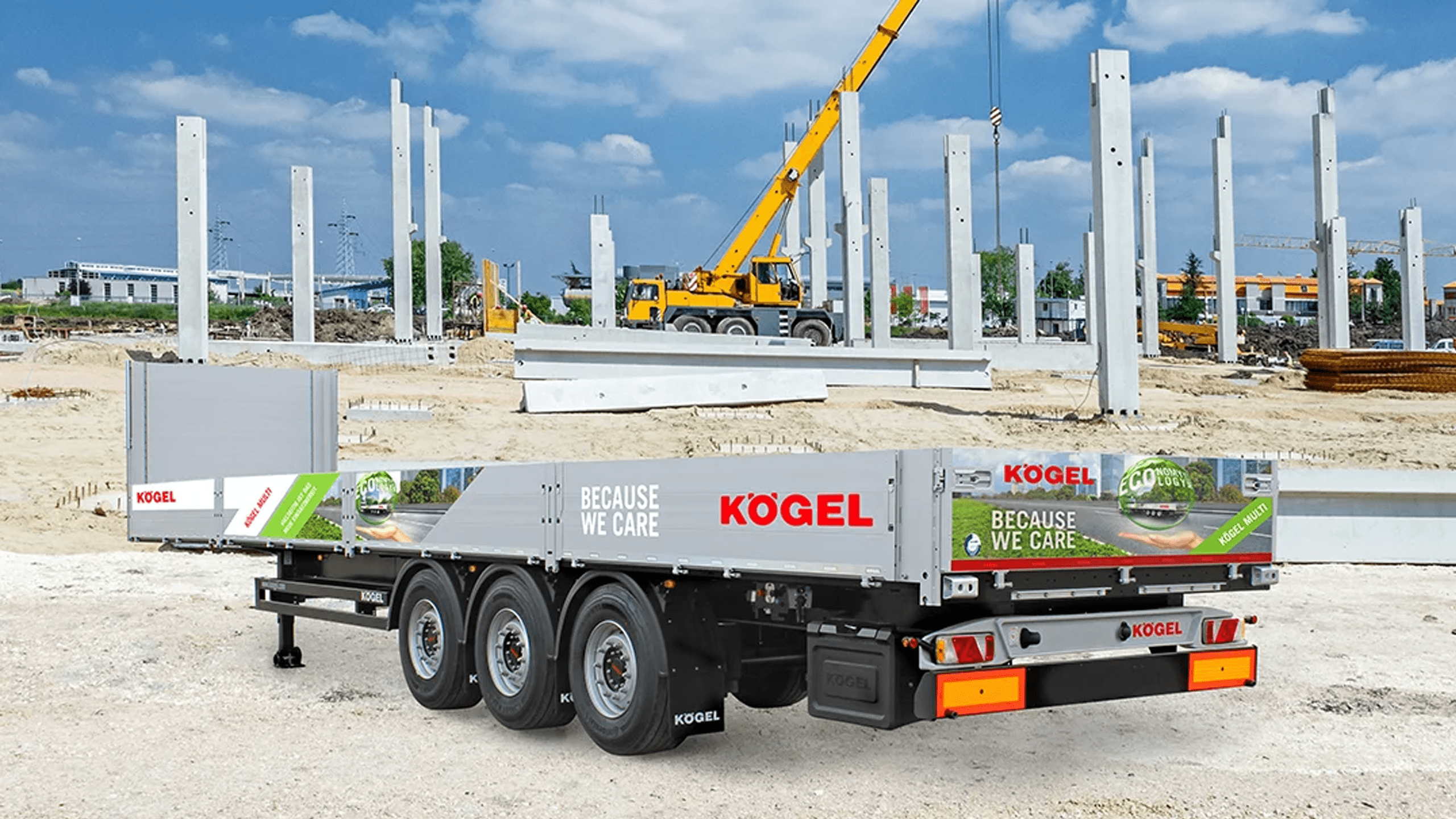 Remorque plateau Kögel sur chantier