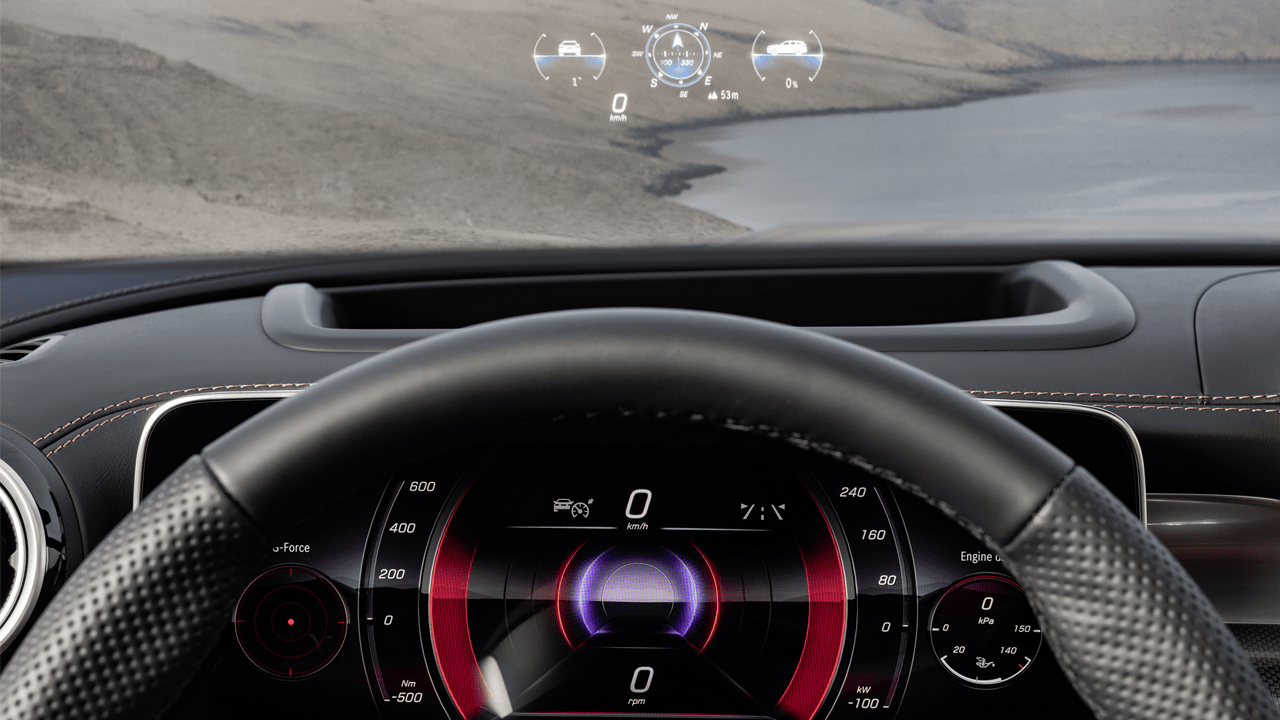 Vue affichage tête haute Mercedes