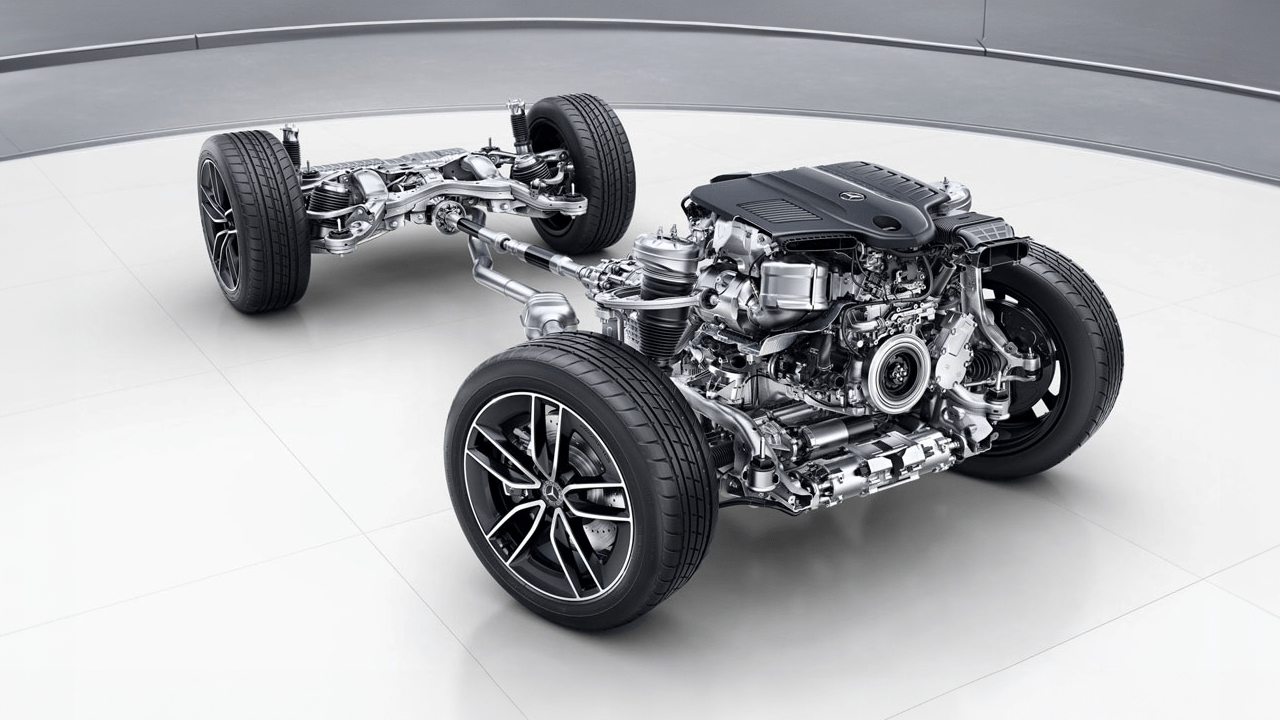 Vue du châssis du Mercedes GLE Coupé